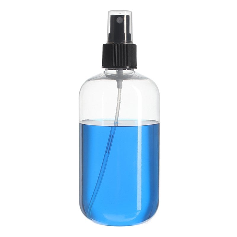 300ml/10oz Clear PET Plastic Boston Round Bottle with 24/410 Neck