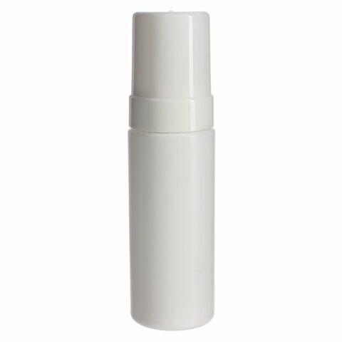 Travel Size Mousse Bottle, 150ml, HDPE, White, Cyliner Round, 43mm