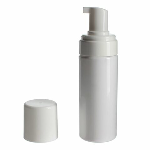 Plastic Foam Dispenser Pump Wholesale, 150ml, PET, White, Cylinder Round, 43mm - with pump cover off