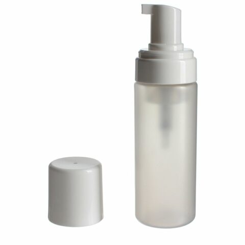 Empty Foam Bottle Bulk, 160ml, PET, Natural Matte, Cylinder Round, 43mm - with foamer pump cover off