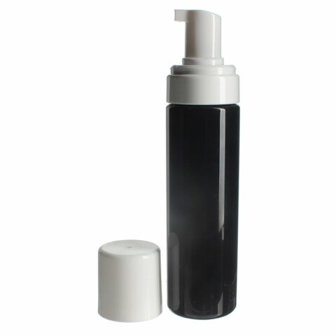 Cosmetic Foamer bottle in Bulk, 200ml, PET, Black, Cyliner Round, 43mm - with pump cover off