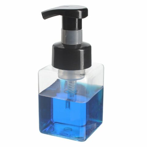 Soap to Foam Dispenser Vendor, 235ml, PET, Clear, Square, 42mm - with black foamer pump
