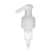 Handbody Pump, 24-410, Ribbed, Lock Up, White, Spring Outside, 2ml Output - top view - NABO Plastic