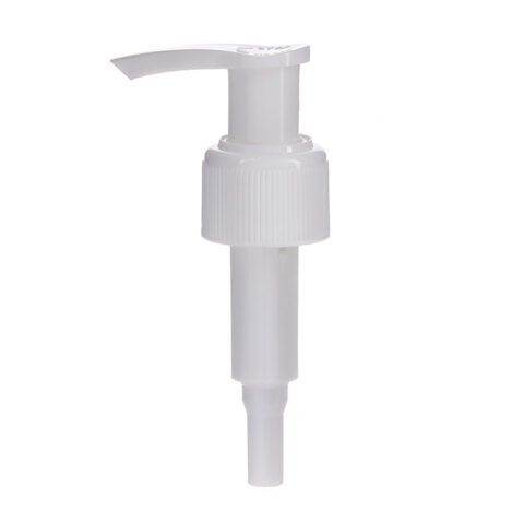 24-410 White Lotion Pump, Lock Up, Ribbed, 1.4ml Output - NABO Plastic