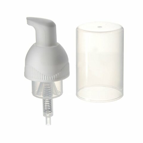 28-400 Foam Pump for Hand Wash, Clear Top Cover, White - with cover off