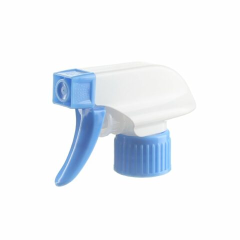 Bulk Trigger Sprayer, 28/410, Spray/Stream Nozzle, White/Blue, 1.1ml - side view