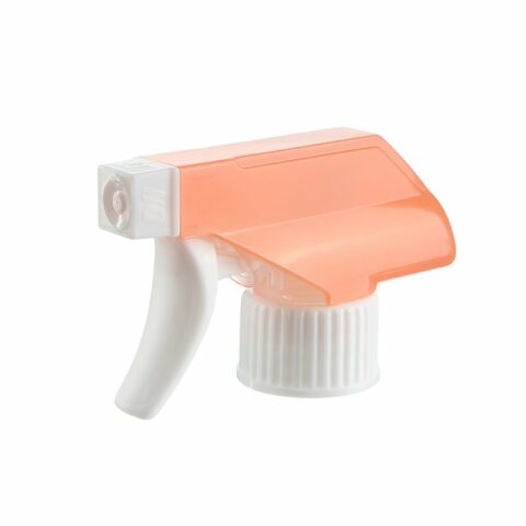 Disinfectant Trigger Sprayer, 28/410, Spray-Stream Nozzle, Orange/White, 0.9ml - side view