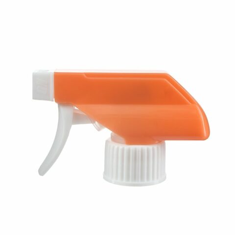 Disinfectant Trigger Sprayer, 28/410, Spray-Stream Nozzle, Orange/White, 0.9ml