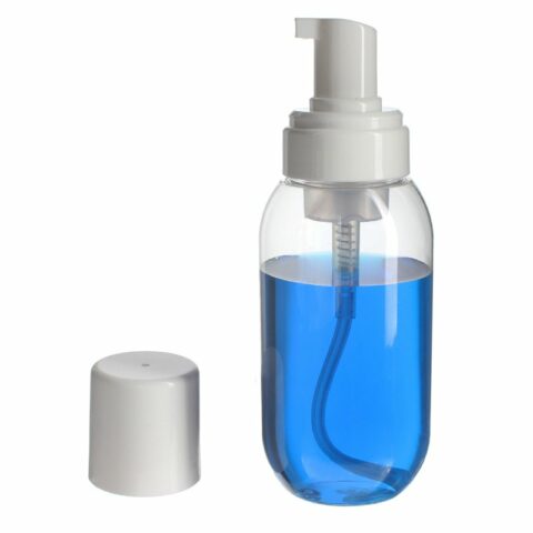 Foaming Dispenser for Sale, 300ml, PET, Clear, Round, 43mm Finish - with foamer pump cover off