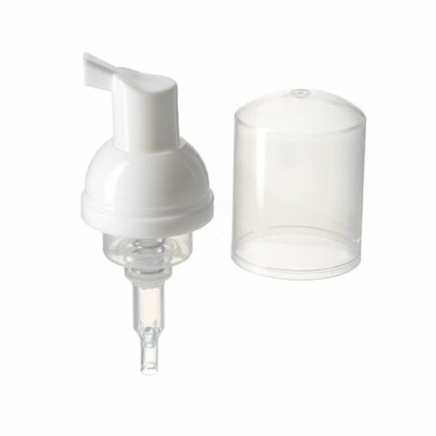 Plastic Foam Pump for Bottle, Clear Top Cover, 32mm, White - with cover off