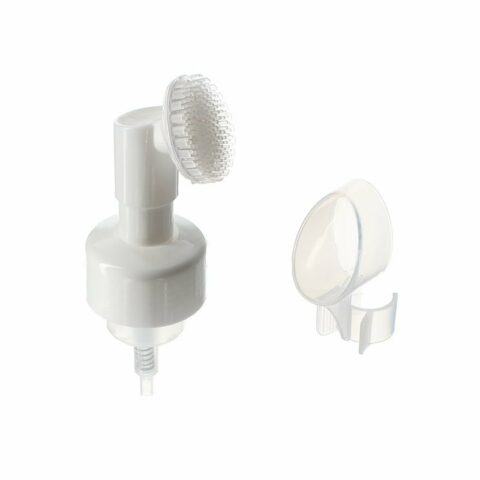 Facial Cleanser Pump, Fine Foam, with Silicone Cleaning Brush, Clear Dust Cover, 43mm - with dust cover off