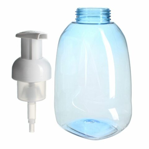Liquid Hand Soap Foam Dispenser, 500ml, PET, Blue, Oval, 40mm - with foamer pump off