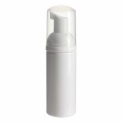 Mini Foam Dispenser Bottle Travel Size, 50ml, PET, White, Cylinder Round, Clear Hood, 30mm