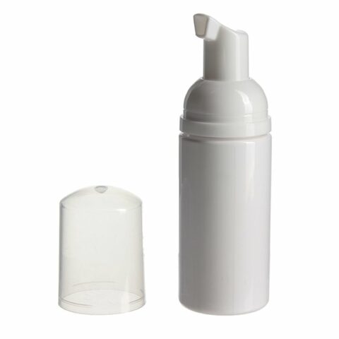 Small Foam Dispenser Portable, 50ml, PET, White, Cylinder Round, 30mm - with top cover off