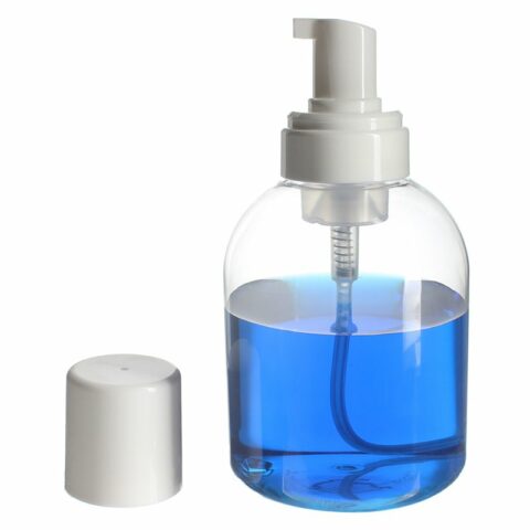 Liquid Foamer Bottle, 550ml, Clear, PET, Bell Round, 43mm - with pump cover off