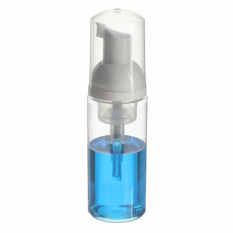 Shaving Foam Bottle Dispenser, 60ml, PET, Clear, Cylinder Round, Foamer Pump, 30mm