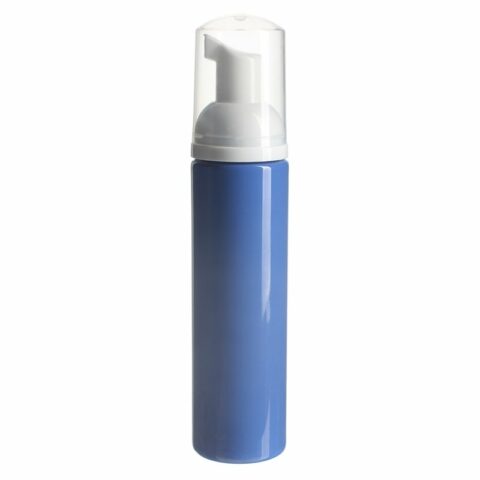 Mini Travel Size Foam Pump Bottle, 80ml, PET, Blue, Cylinder Round, 30mm