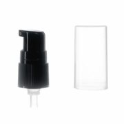 18mm Treatment Pump, Ribbed, Black, Clear Hood, 0.25ml Output - with hood off