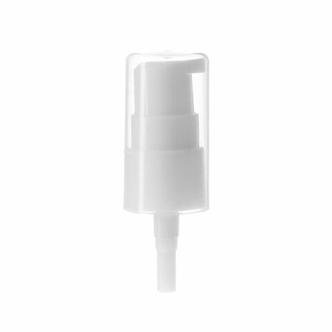 18mm Lotion Pump, Small 18-410, White, Smooth, Full Overcap, 0.6cc Output - NABO Plastic