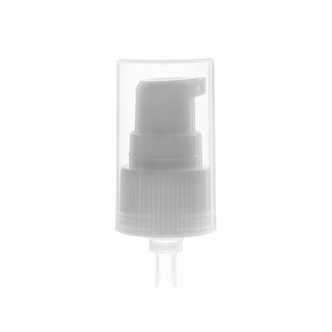 Treatment Pump for Bottle, 20-410, Ribbed, Clear Hood, White, 0.25ml Output