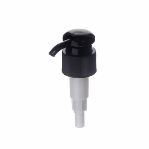 Black Plastic Soap Pump, 24-410, Ribbed, Lock Down, 2ml Output - top view - NABO Plastic