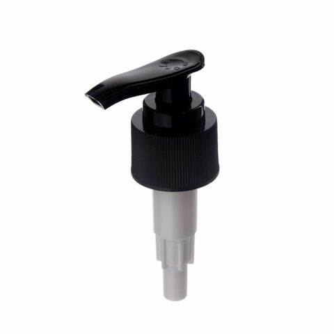 24mm Lotion Pump, 410, PP Plastic, Screw Lock Down, Ribbed, Black or Any Color, 1.8ml - closer top view - NABO Plastic