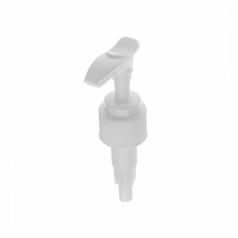 24-410 Dispensing Pump for Lotion, Lock Down, Ribbed, White, 2ml Output - top view - NABO Plastic