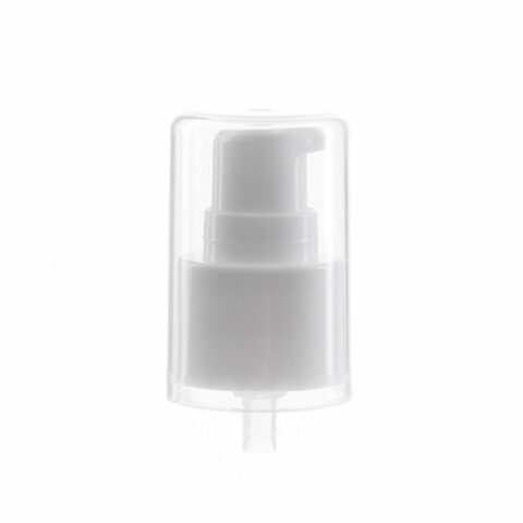Cosmetic Cream Pump, 24-410, Smooth, White, Clear Hood, 0.6ml Output