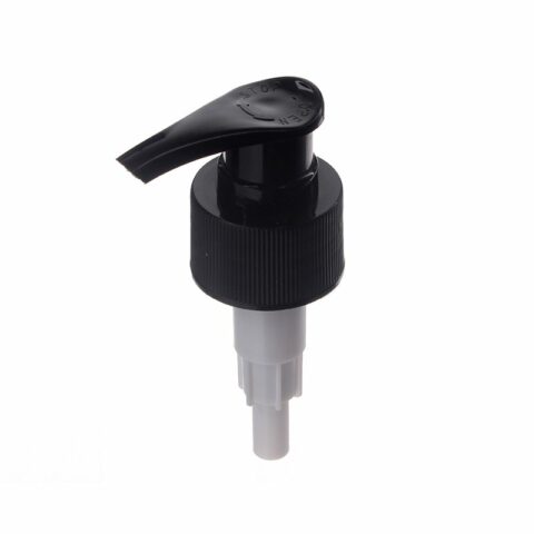 Soap Lotion Pump, 28-410, Ribbed, Lock Down, Black, 2ml Output - top view