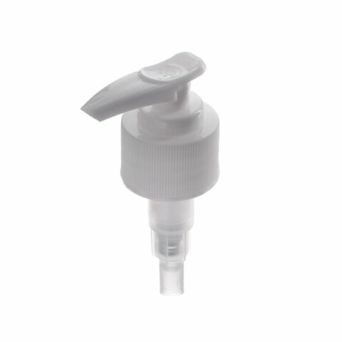 Hand Lotion Pump Dispenser, 28-410, Ribbed, Lock Down, White, 2ml Output - top view