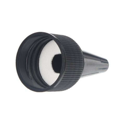 20-410 Black PP Plastic Ribbed Spout Cap with PE Foam Liner JZ25L01 (2)