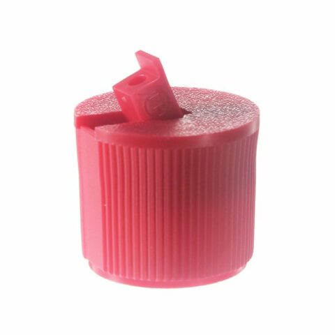 24-415 Red PP Plastic Ribbed Flip Top Cap with Heat Induction Liner FG60PT01(1)