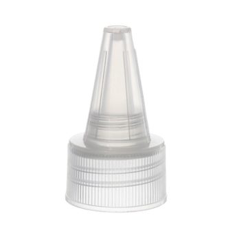 28-410 Clear PP Plastic Ribbed Spout Cap with PE Foam Liner JZ05L01 (1)