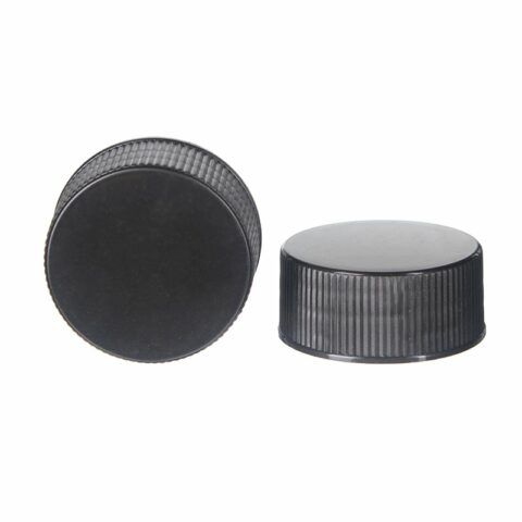 32mm 32-410 Black PP Plastic Ribbed Plain Screw Cap with PE Foam Liner XG55L01 (2)