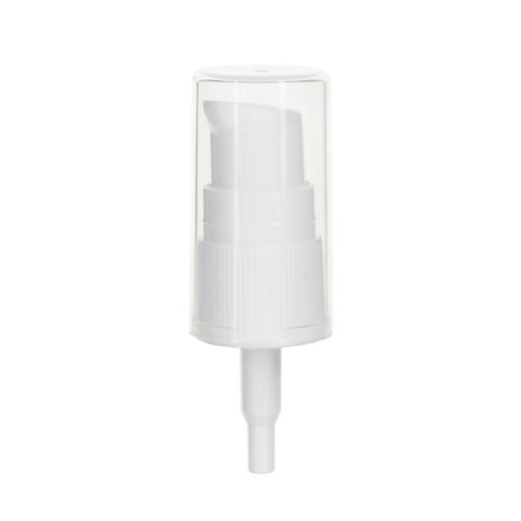 Small Hand Cream Pump,18-410, Ribbed, Clear Hood, White, 0.25ml Output