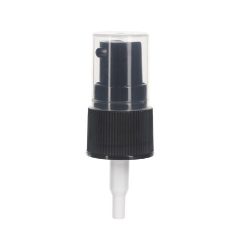 Black Cream Treatment Pump, 20-410, Ribbed, Clear Hood, Black, 0.25ml Output