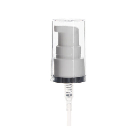 Cosmetics Pump, 20-410, Smooth, White, Clear AS Hood, 0.25ml Output