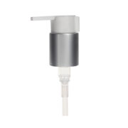 Silver Lotion Pump, 24-410, Spring Outside, Clip Lock, 0.6ml Output - NABO Plastic