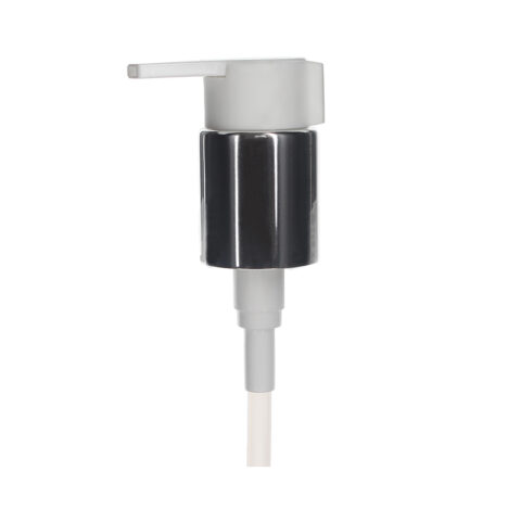 Face Cream Pump Dispenser, 24-410, Shiny Silver, Clip Lock, 0.6ml Output