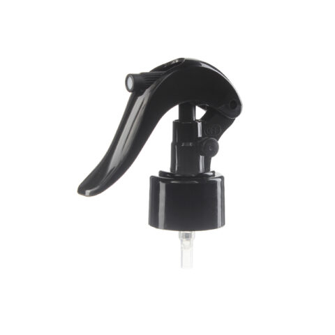 Mini Black Trigger Sprayer Fine Mist, 28-410, Lock Button, PP, 0.25ml - side view