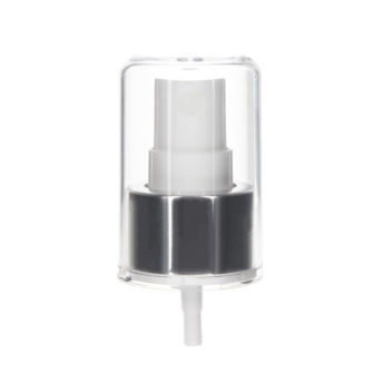 24-410 Metal Plastic Finger Mist Sprayer, 0.14 ml Output, Shiny Silver, AS Full Overcap MS2410B-5F