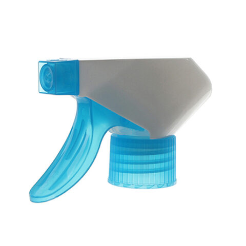 Bottle Trigger Pump, 28/410, Spray/Stream Nozzle, White/Blue, 0.6ml - side view