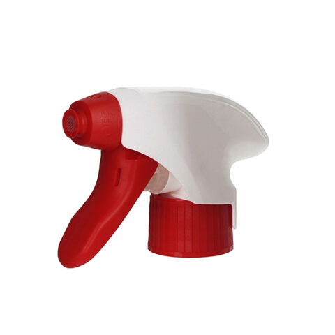 28/410 Foam Trigger, Recyclable PCR, All Plastic, Red/White, 1.3ml - side view