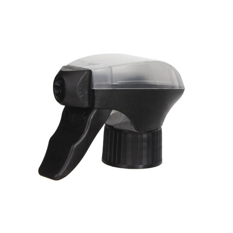 Precompression Trigger Sprayer, Full-Plastic, 28-410, Spray/Stream, Black/Natural, 1.2ml - side view