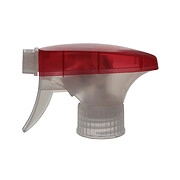 Trigger Sprayer for Bottle, 28/410, Spray/Stream Nozzle, Red/Clear, 0.9ml