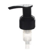24-410 Black Lotion Pump, Lock Up, Ribbed, Spring Outside, 2ml Output - NABO Plastic