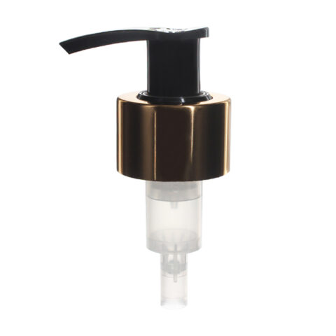 Gold Lotion Pump, 28-410, Aluminum Closure, Lock Up, Spring Outside, 2ml Output - NABO Plastic