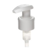 Plastic Lotion Pump, 28-410, Smooth, Lock Up, Spring Outside, White, 2ml Output - top view - NABO Plastic