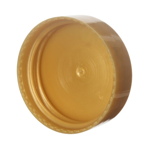 38mm Bottle Cap, PP Plastic, Continuous Thread Screw, Smooth, yellow - inside view