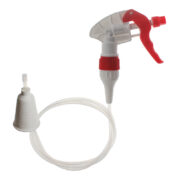 Hose End Trigger Sprayer, 38mm Flexible Plug, Extended Reach, Remote Use, Spray/Stream, Fits Gallon Jugs, White/Red, 36" Hose